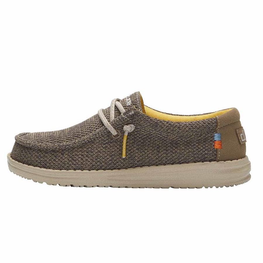 Kids' Hey Dude Wally Tennis Shoes Brown | MGQ-702963