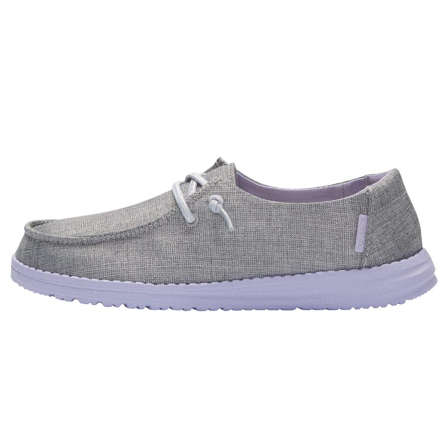 Kids' Hey Dude Wendy Slip On Shoes Grey Purple | EAZ-076438