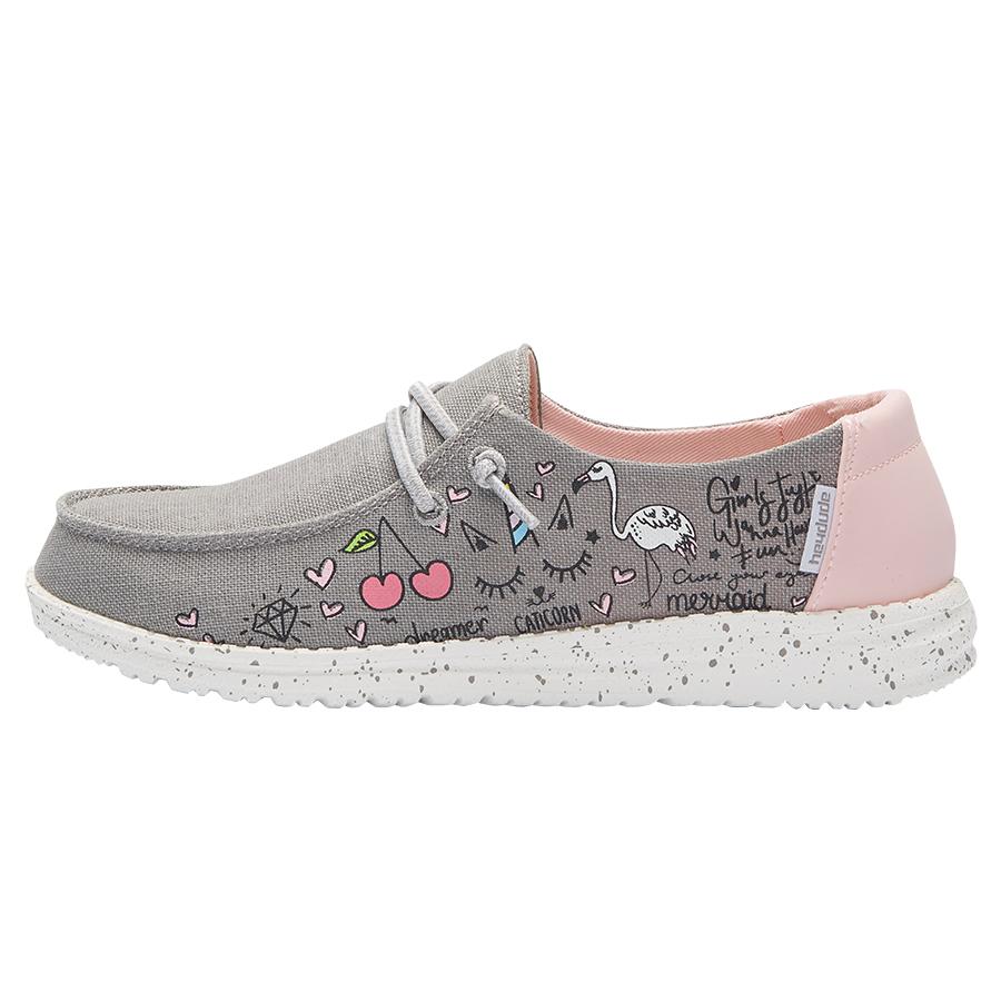 Kids' Hey Dude Wendy Slip On Shoes Grey | UVF-764150