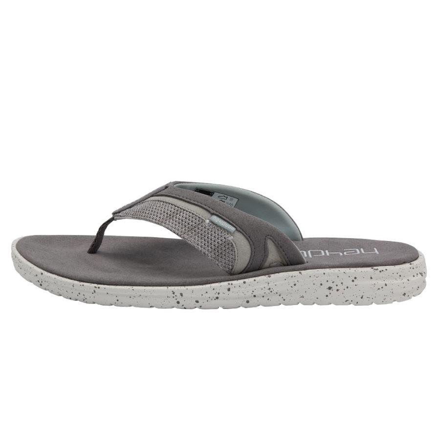 Men's Hey Dude Flinn Sox Flip Flops Grey | XBU-702498