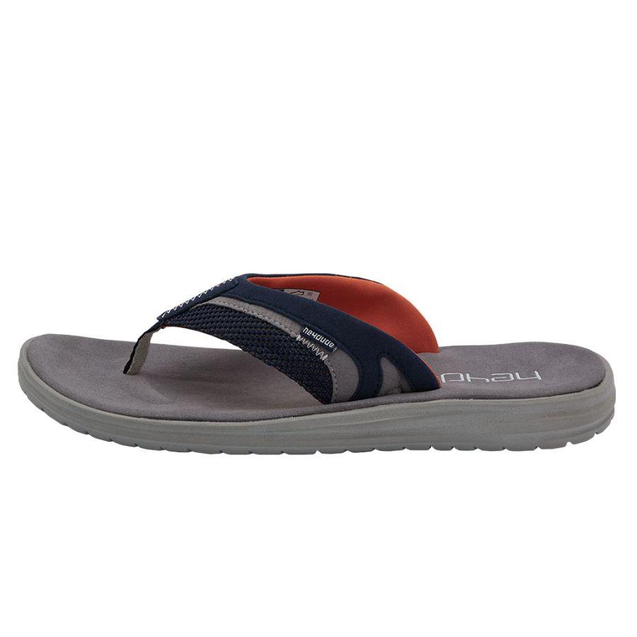 Men's Hey Dude Flinn Sox Flip Flops Navy | ROQ-268143