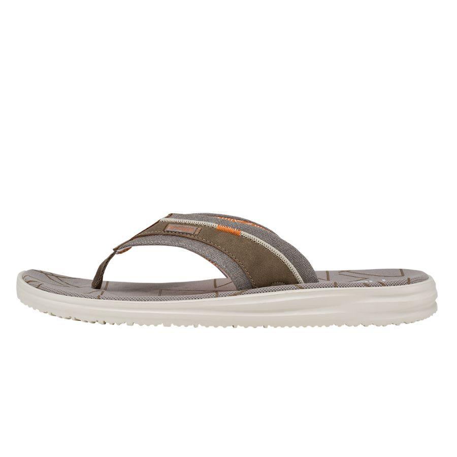 Men's Hey Dude Sami Flip Flops Brown | OAS-470658