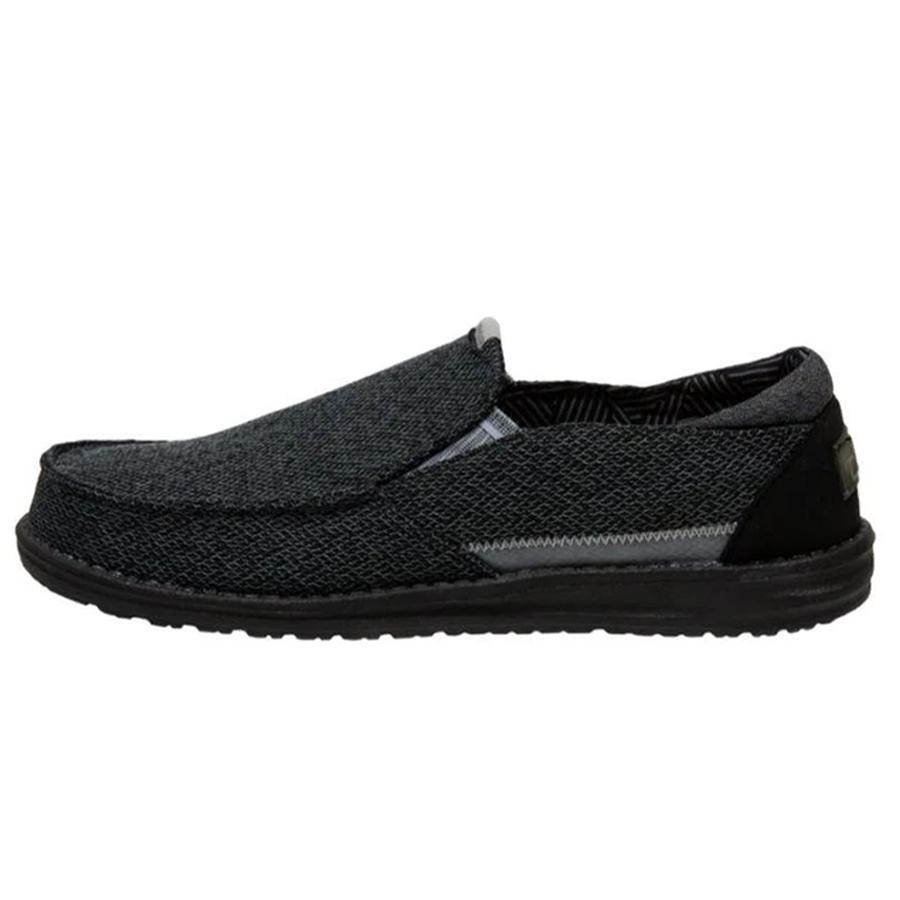 Men's Hey Dude Thad Sox Slip On Shoes Black | NMX-561248