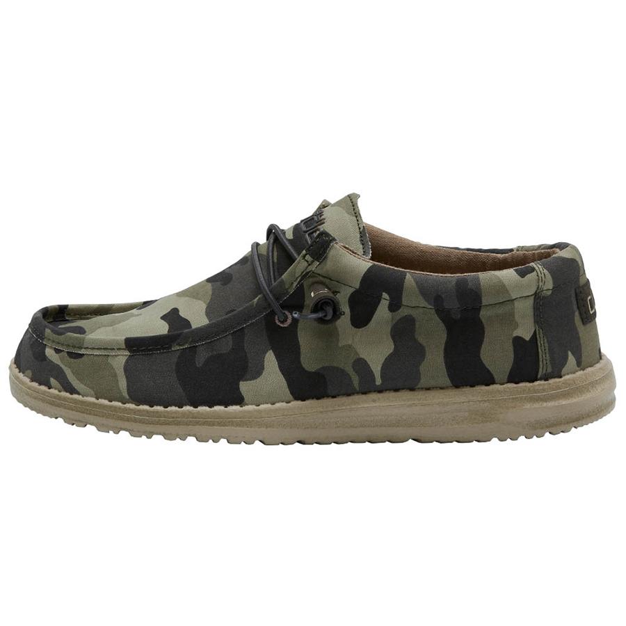 Men's Hey Dude Wally Canvas Shoes Camo | PUX-975684