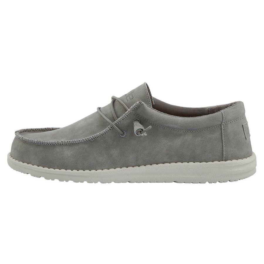 Men's Hey Dude Wally Recycled Leather Shoes Grey | HIL-134672