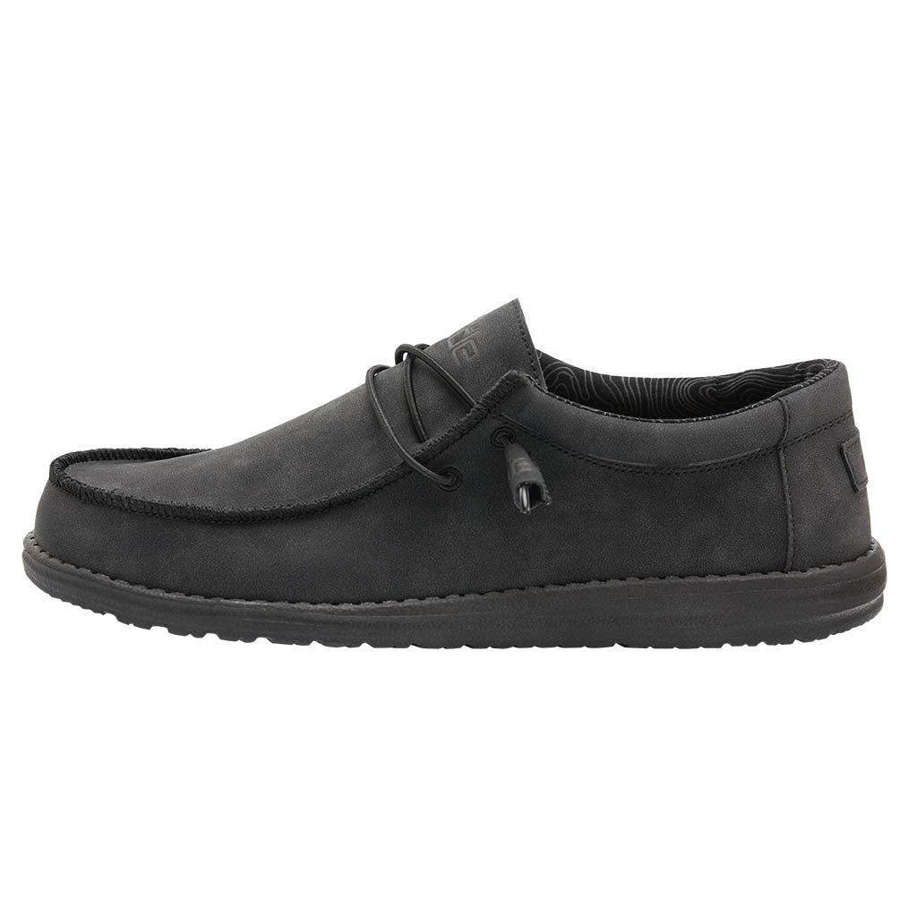 Men's Hey Dude Wally Recycled Leather Shoes Dark Grey | LVC-350426