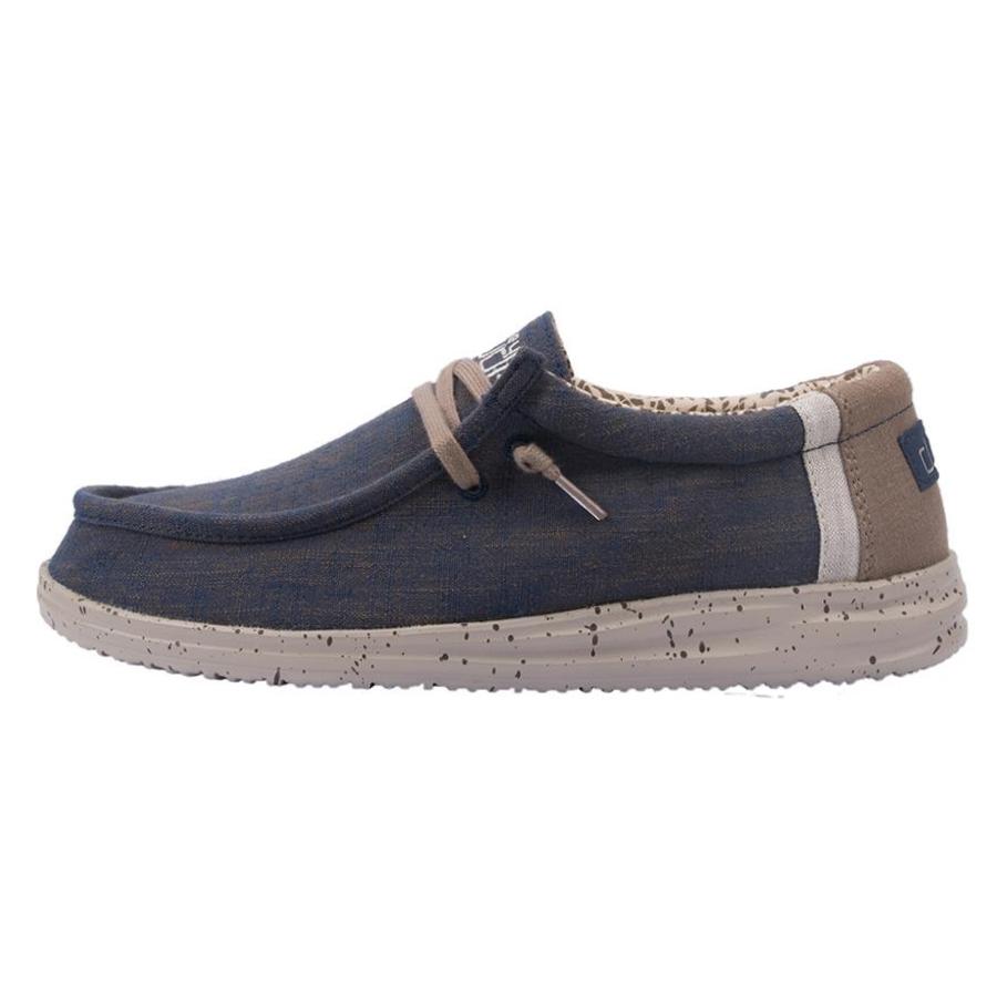 Men's Hey Dude Wally Slip On Shoes Beige Blue | AJR-321869