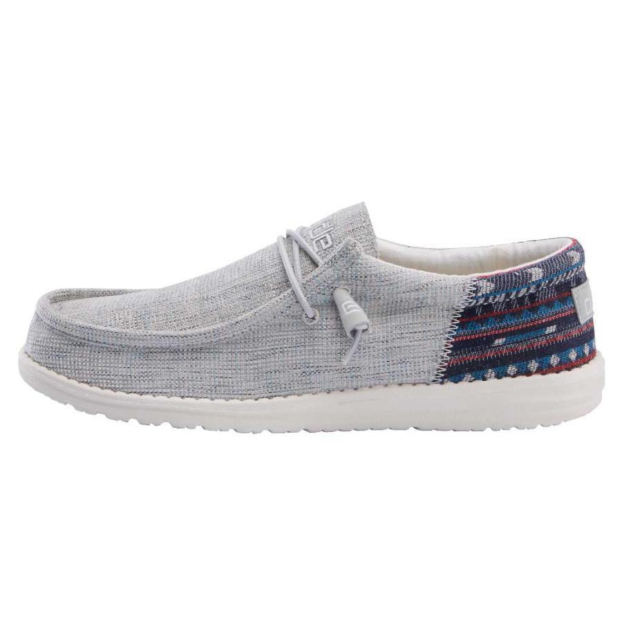 Men's Hey Dude Wally Slip On Shoes Blue Cream | QDF-379458