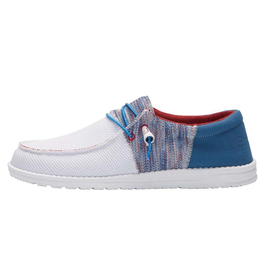 Men's Hey Dude Wally Sox Tennis Shoes Blue Red | IDC-308416