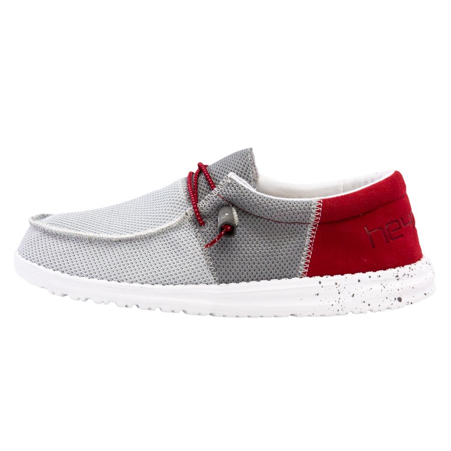 Men's Hey Dude Wally Sox Tennis Shoes Dark Grey Red | HDI-532864