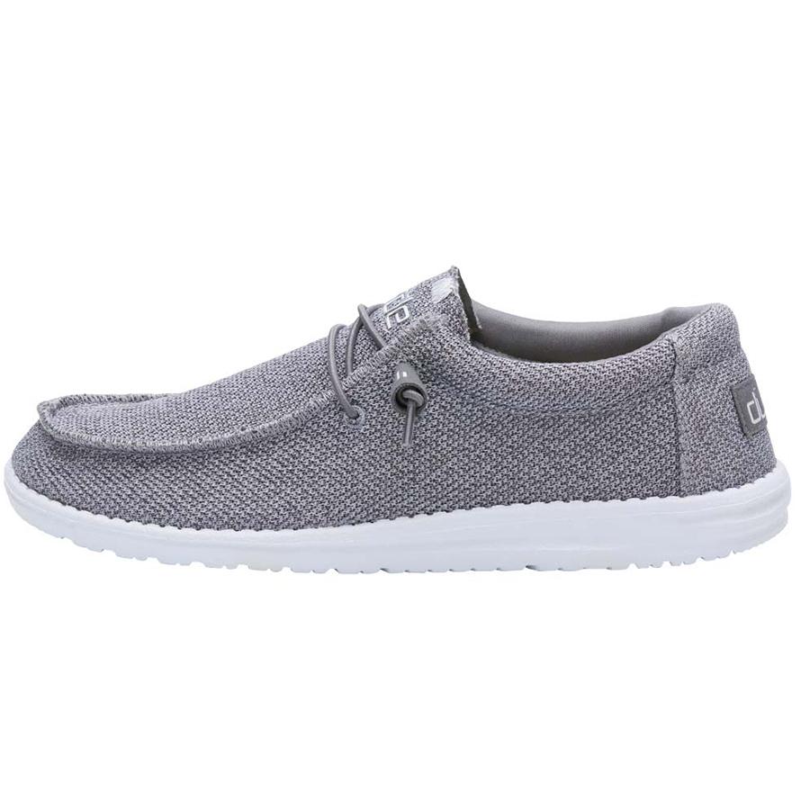 Men's Hey Dude Wally Sox Tennis Shoes Grey White | IVG-891075