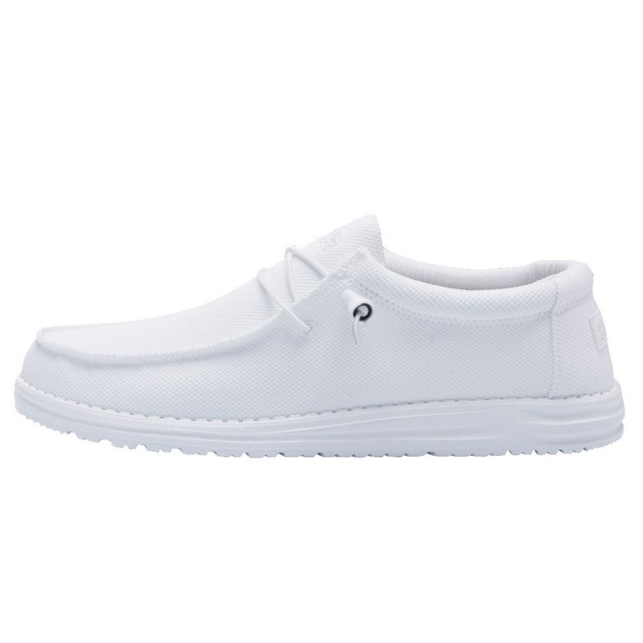 Men's Hey Dude Wally Sox Tennis Shoes White | KBH-069523