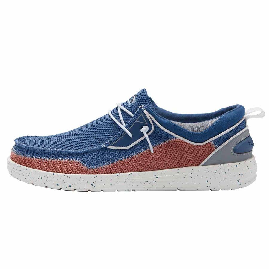 Men's Hey Dude Wally Storm Tennis Shoes Navy Dark Red | WFQ-621479