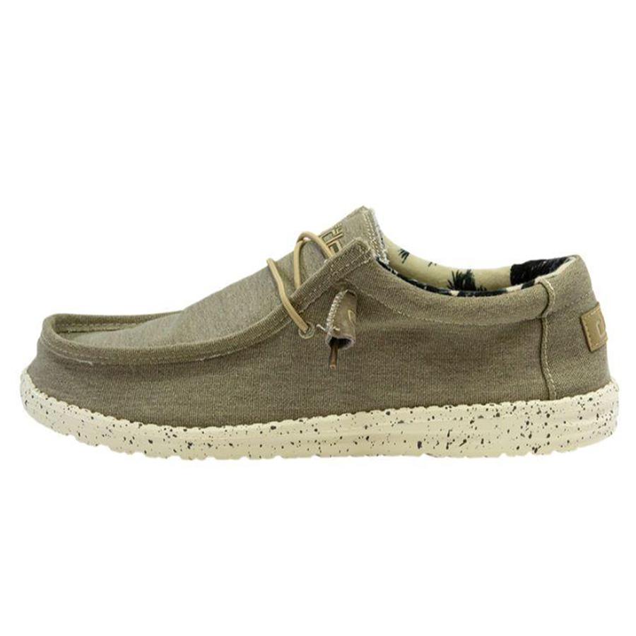 Men's Hey Dude Wally Stretch Slip On Shoes Beige | PCV-986037