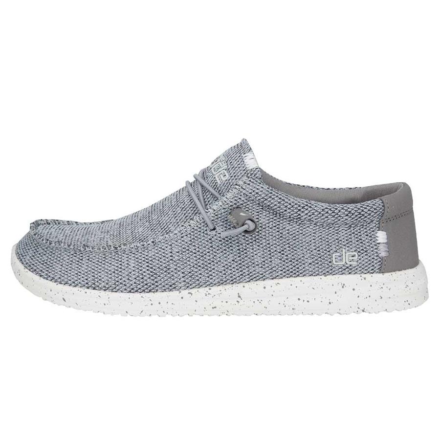 Men's Hey Dude Wally Tennis Shoes Light Grey | LCB-754610