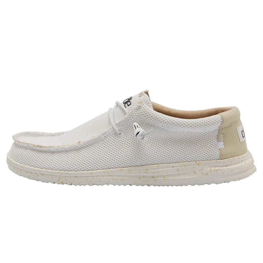 Men's Hey Dude Wally Tennis Shoes White | IZR-028749