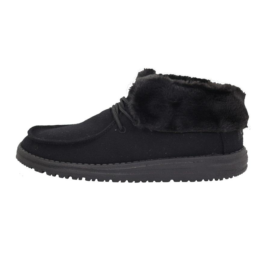 Women's Hey Dude Britt Fur Lined Shoes Black | AYT-189675