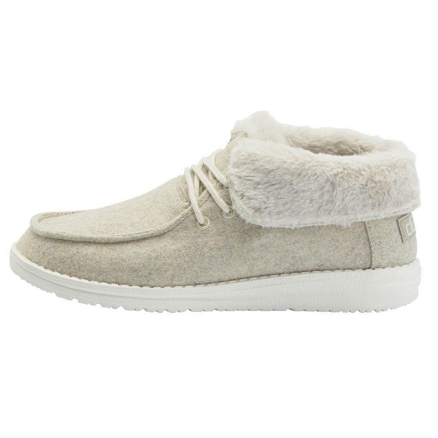 Women's Hey Dude Britt Fur Lined Shoes Cream | JCI-845706