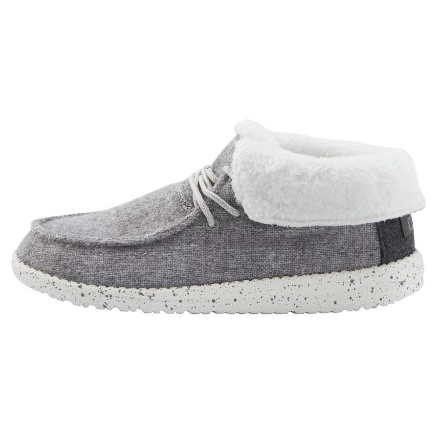 Women's Hey Dude Britt Fur Lined Shoes Grey | BHZ-193785