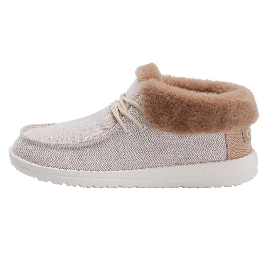 Women's Hey Dude Britt Fur Lined Shoes Gold | ROD-729863