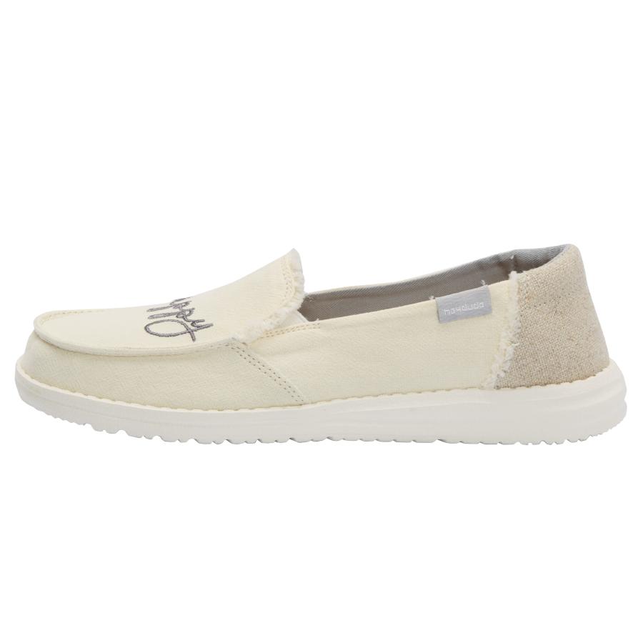 Women's Hey Dude Lena Canvas Shoes Beige | DFH-756498