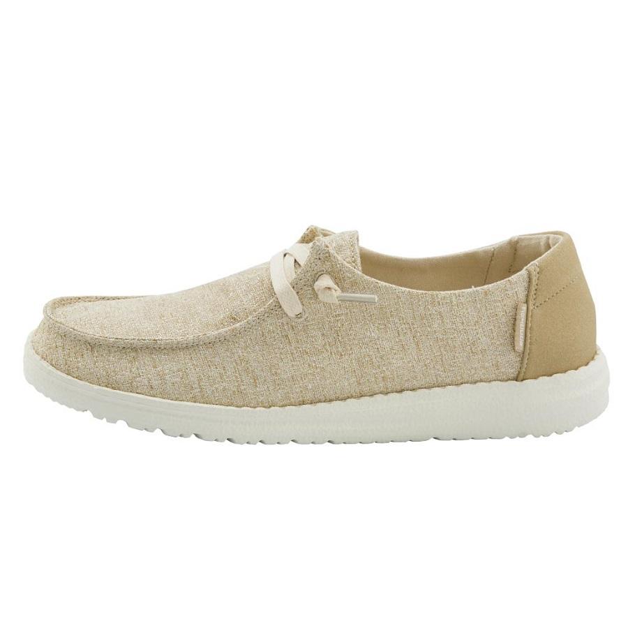 Women's Hey Dude Wendy Canvas Shoes Beige | QAK-085123