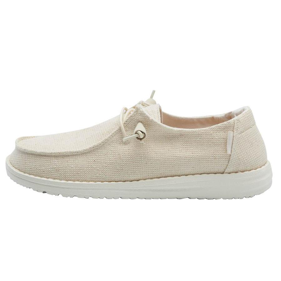 Women's Hey Dude Wendy Canvas Shoes Cream | ZVX-913572