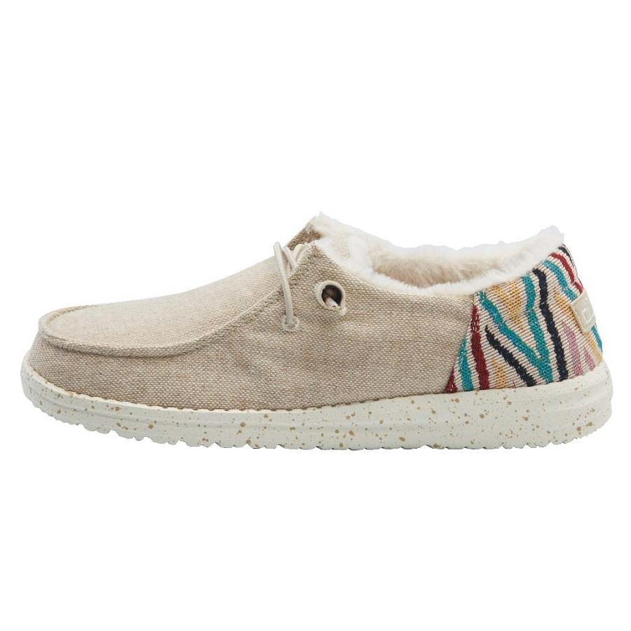 Women's Hey Dude Wendy Fur Lined Shoes Beige | ODV-348591