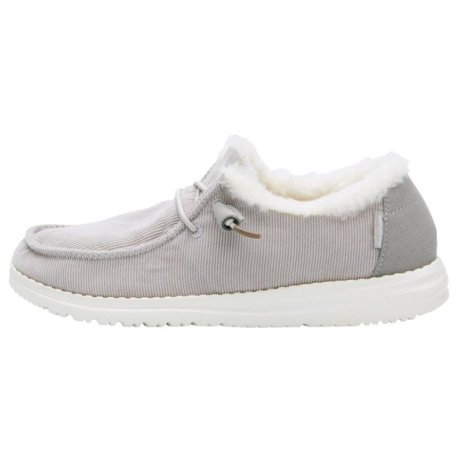 Women's Hey Dude Wendy Fur Lined Shoes Grey | QEN-985720