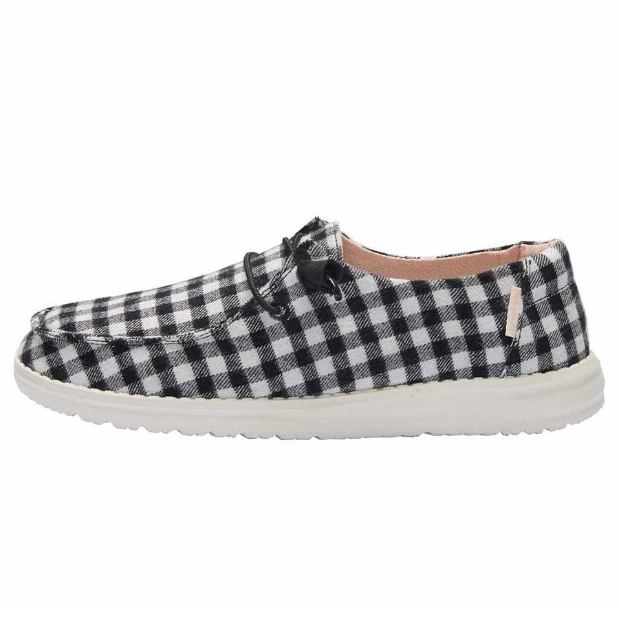 Women's Hey Dude Wendy Slip On Shoes Black White | OYR-286745