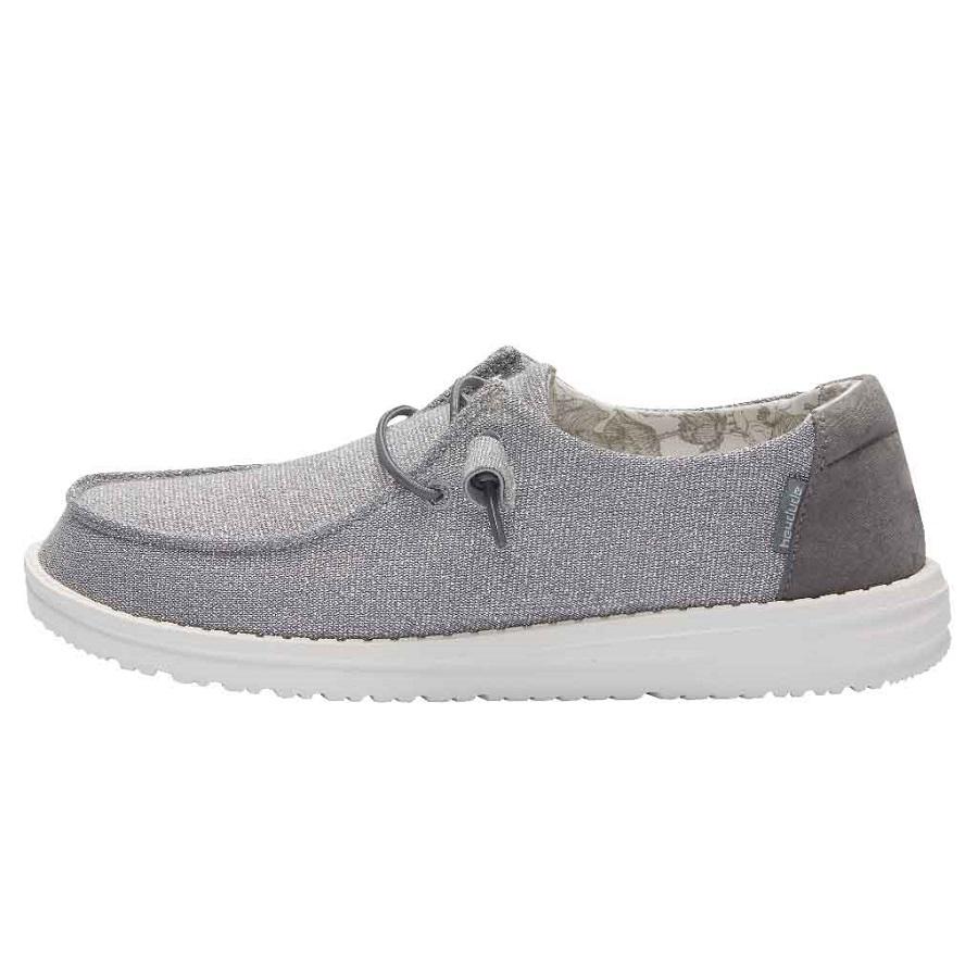 Women's Hey Dude Wendy Stretch Slip On Shoes Grey | KUD-530629