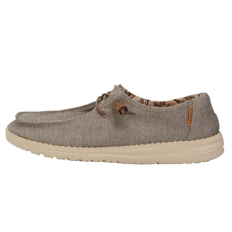 Women's Hey Dude Wendy Stretch Slip On Shoes Khaki | OPI-402631